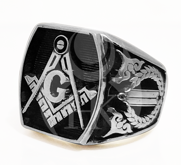 Square Top Masonic Ring